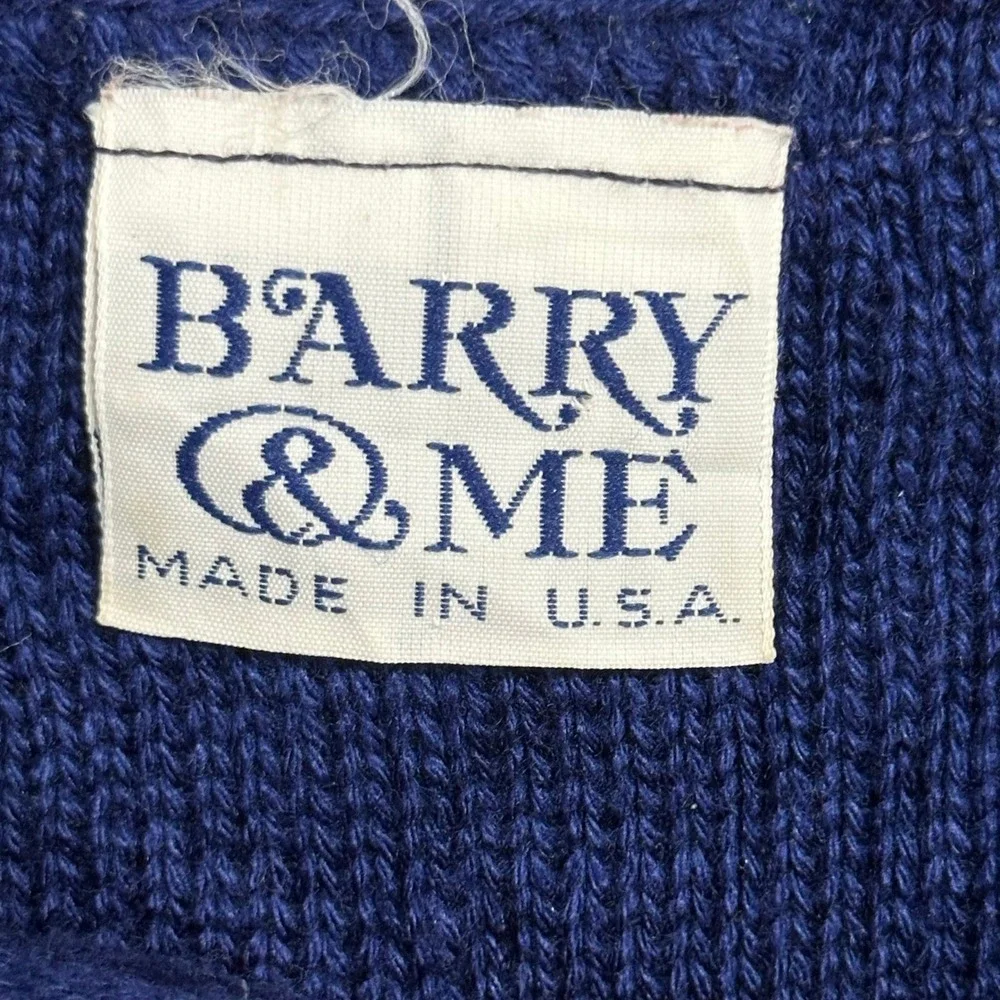 Barry & Me Sweater Vest Womens Size M Blue Diamond Pointelle Knit Made in USA